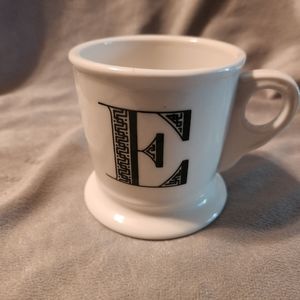 Anthropologie letter E Initial Monogram White Mug